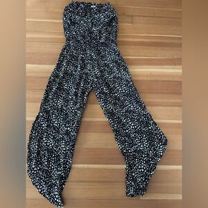 Khush Black & White Printed Wide-Leg Jumpsuit